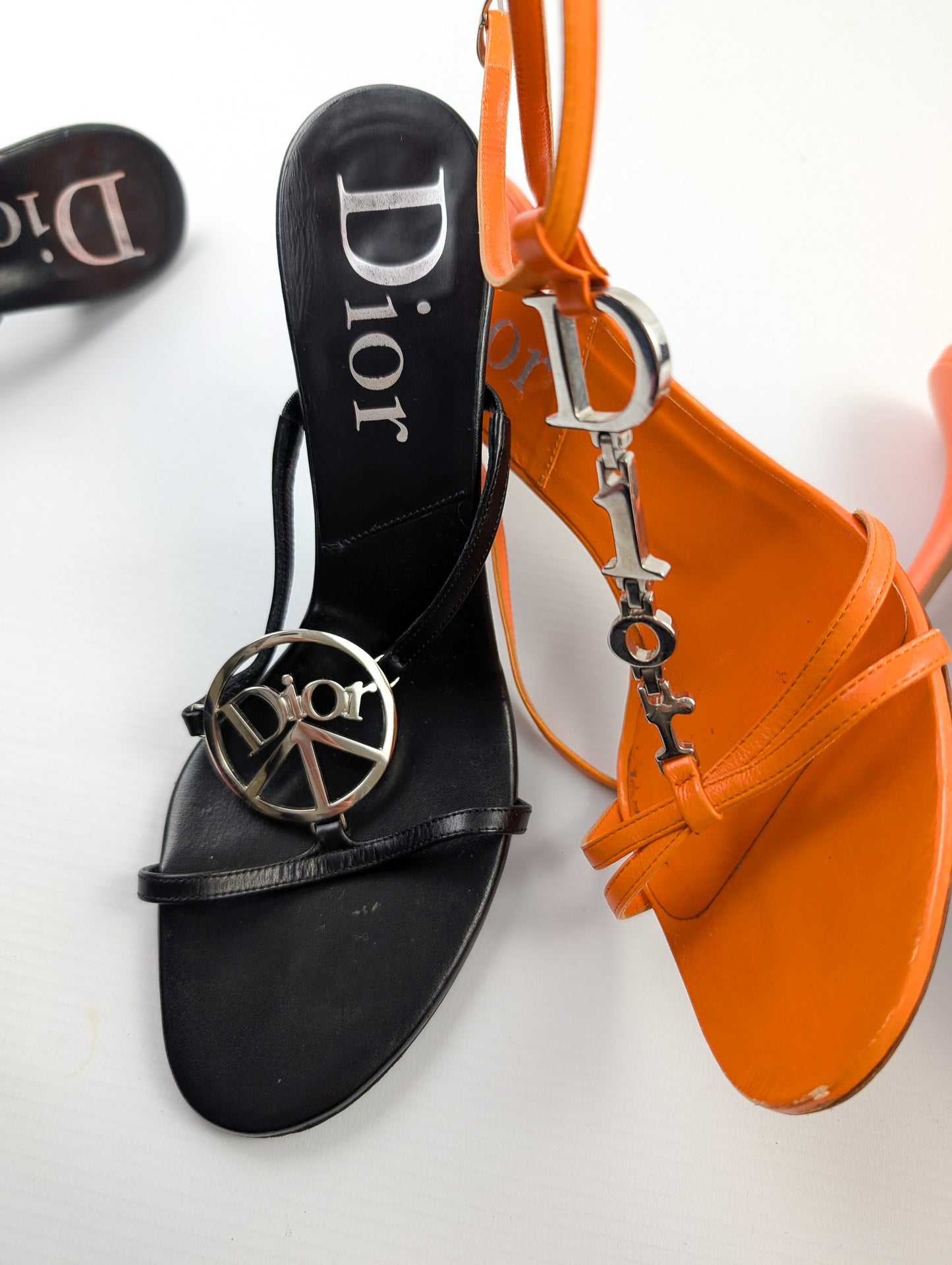 Dior orange "logo" sandals by Galliano - EU38|5UK|7US