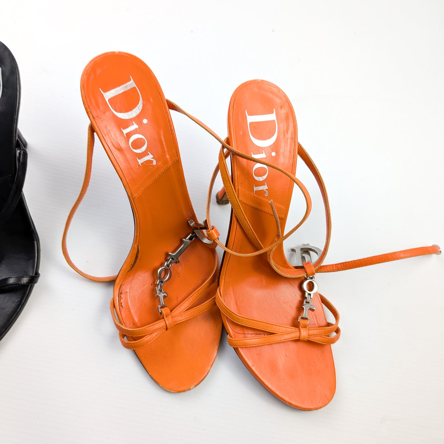 Dior orange "logo" sandals by Galliano - EU38|5UK|7US