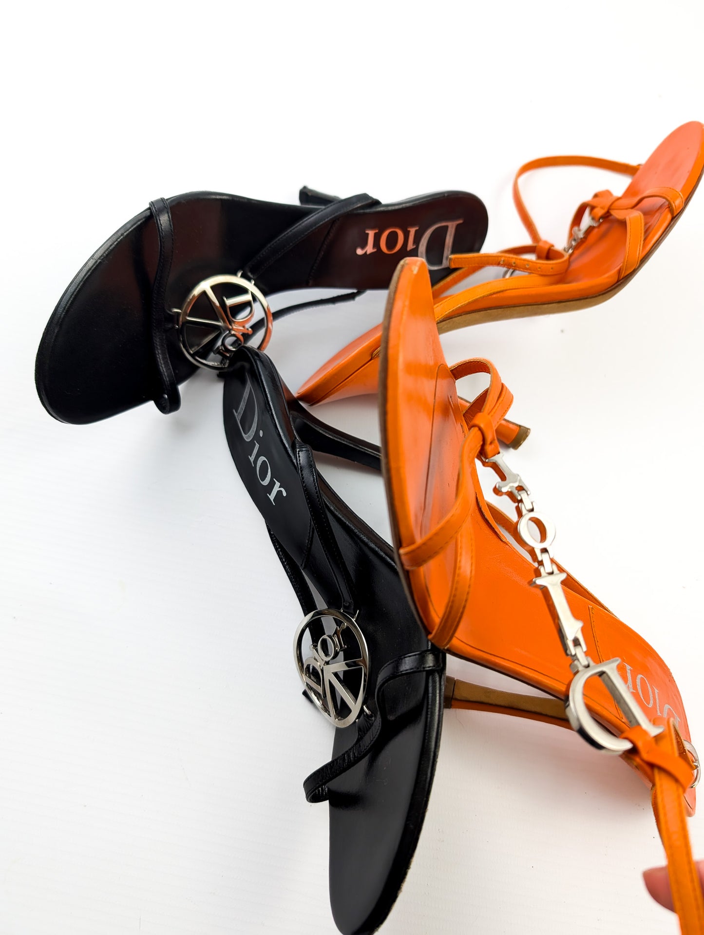 Dior orange "logo" sandals by Galliano - EU38|5UK|7US