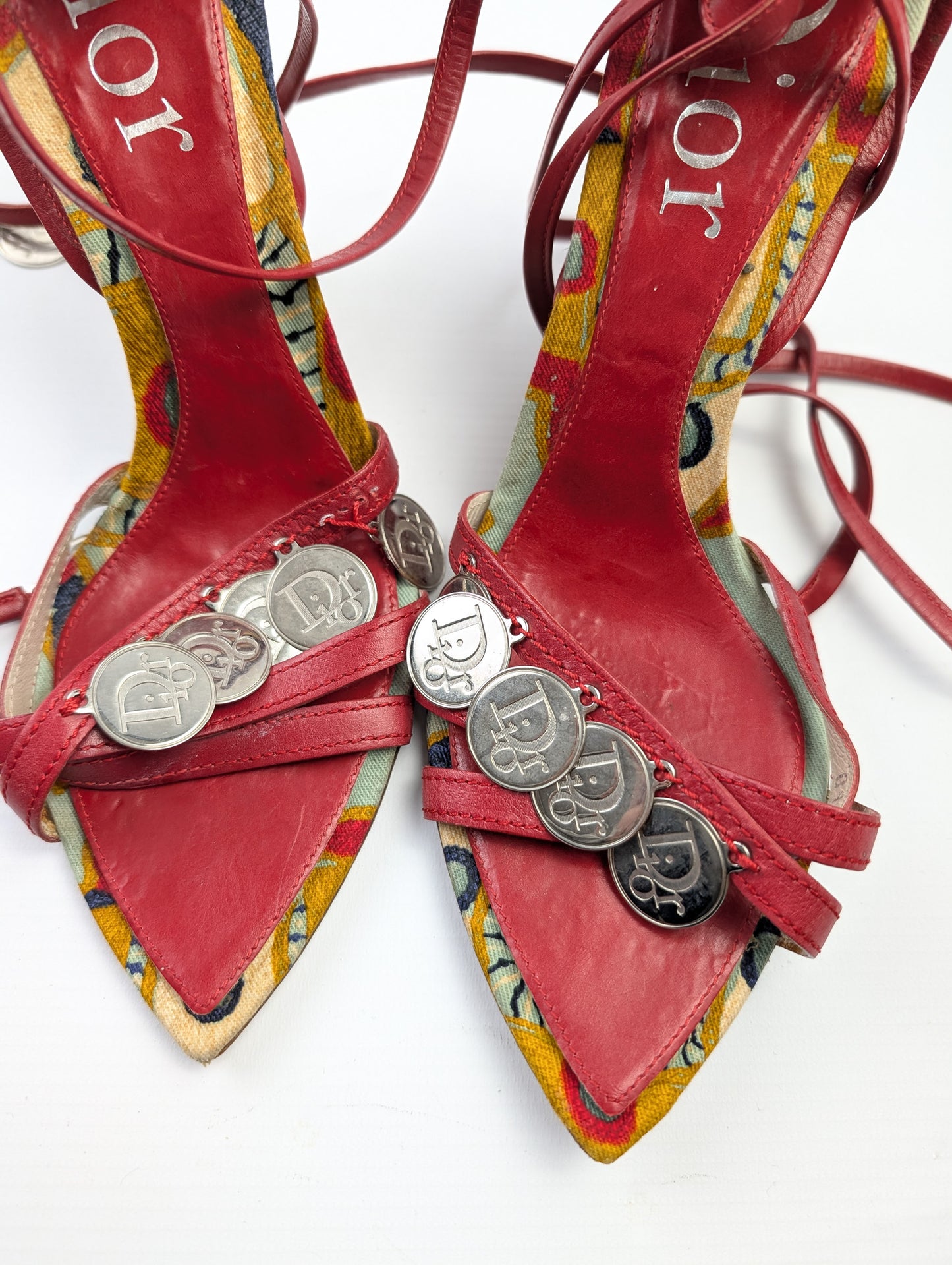 Multicolored wedge sandals decorated with Dior pieces by Galliano - EU37|UK4|US6