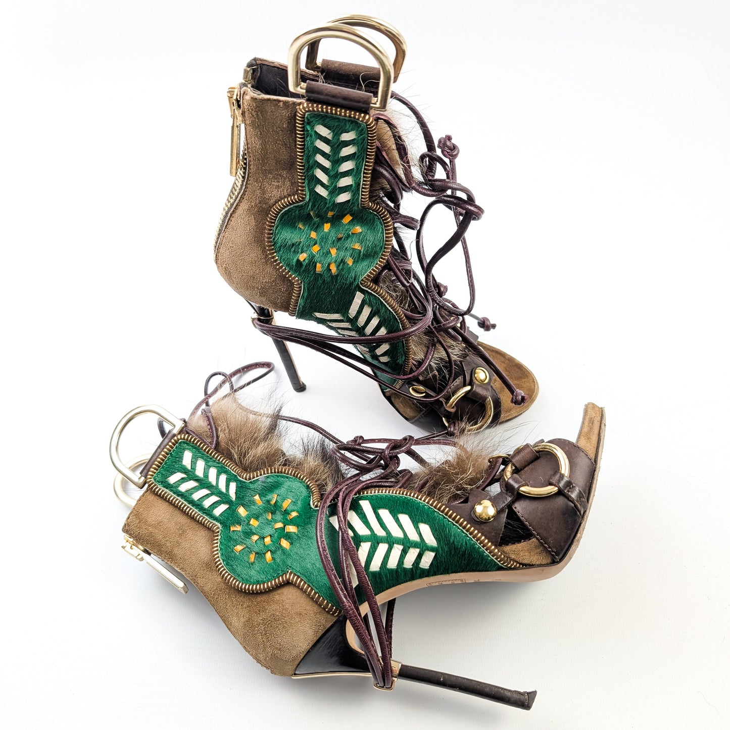 Dsquared2 fur gladiator sandals - EU39|6UK|8US