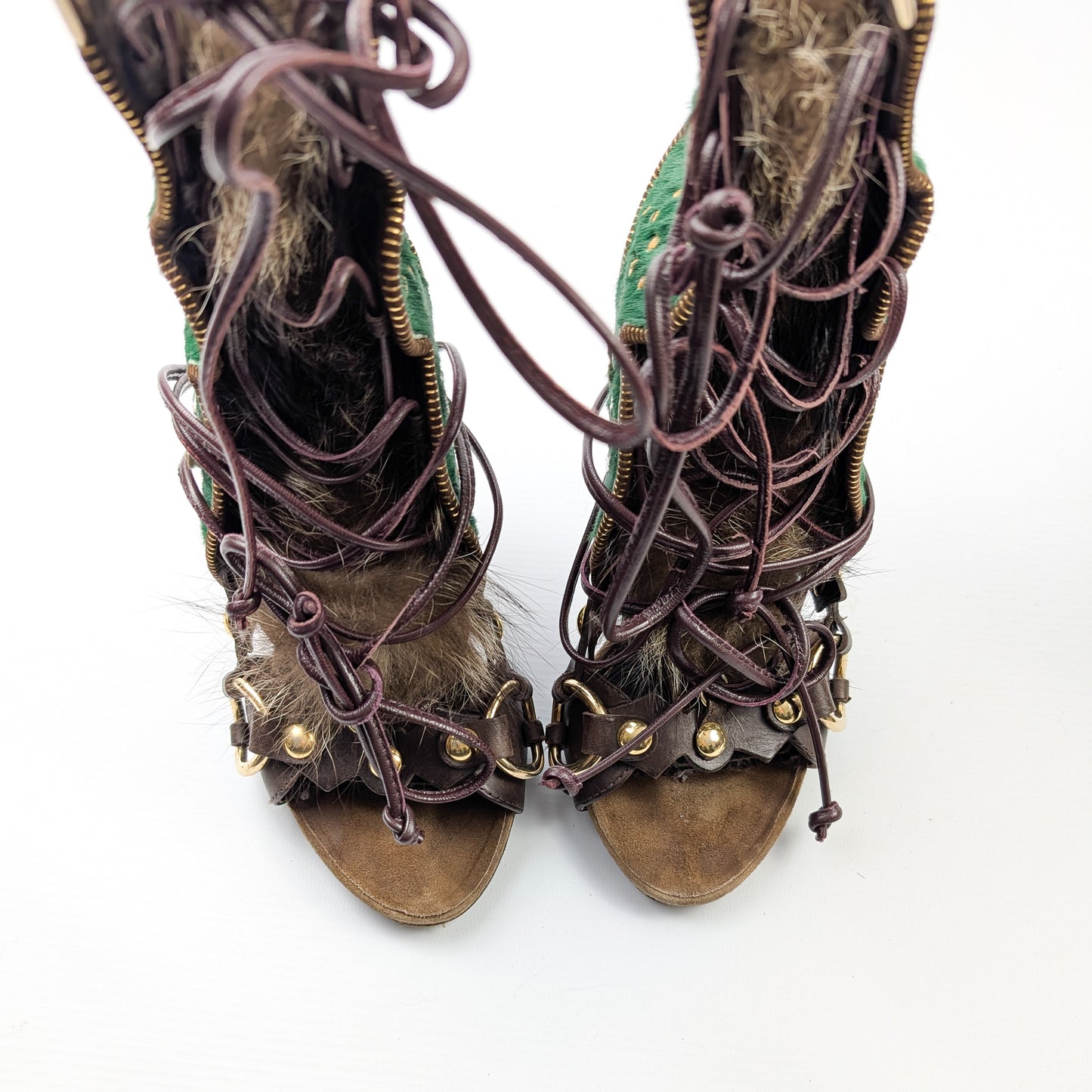 Dsquared2 fur gladiator sandals - EU39|6UK|8US