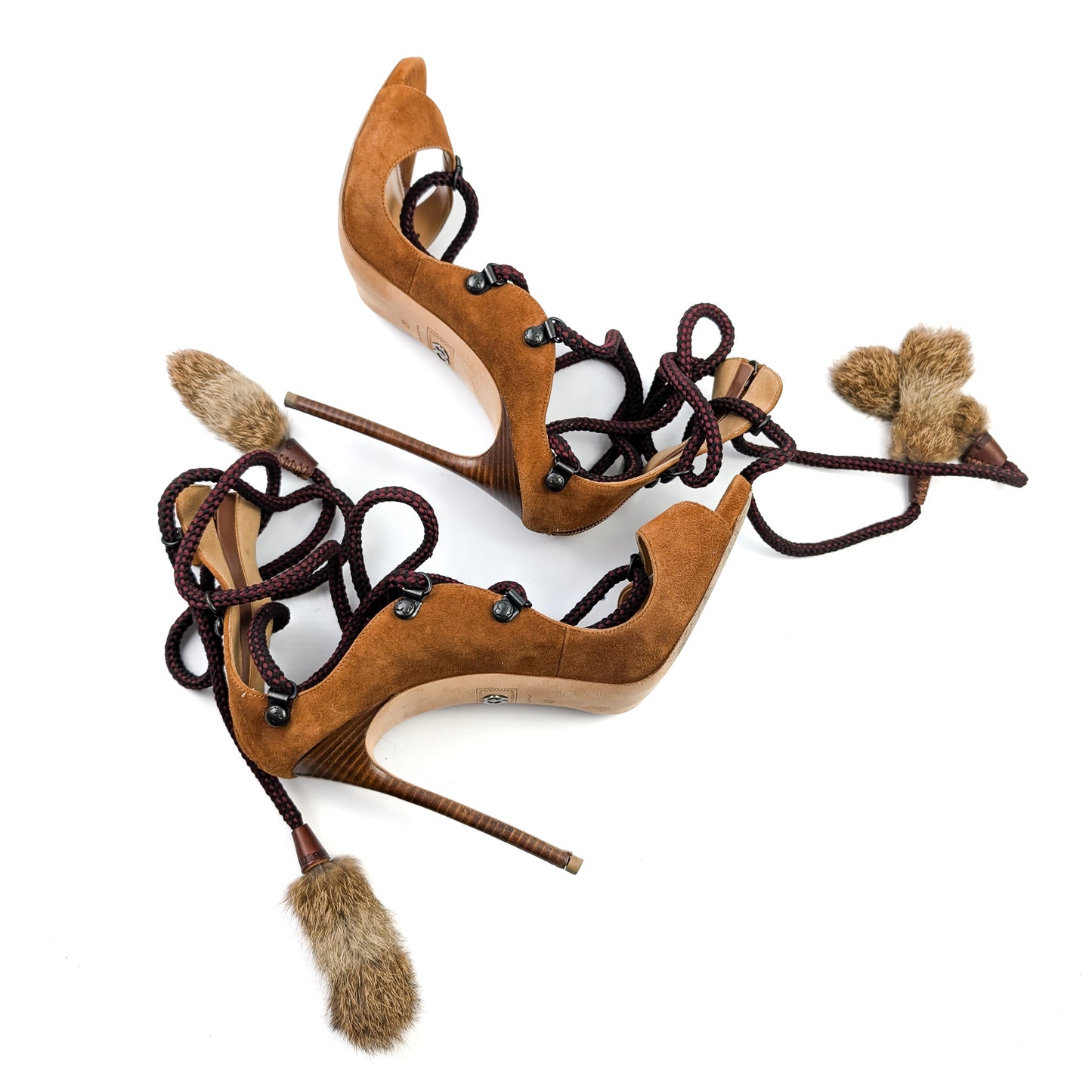 Dsquared2 lace-up fur sandals - EU39|6UK|8US