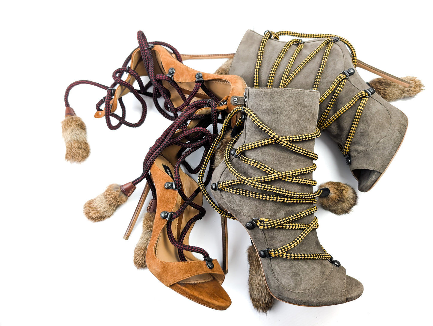 Dsquared2 lace-up and fur boots - EU40|7UK|9US