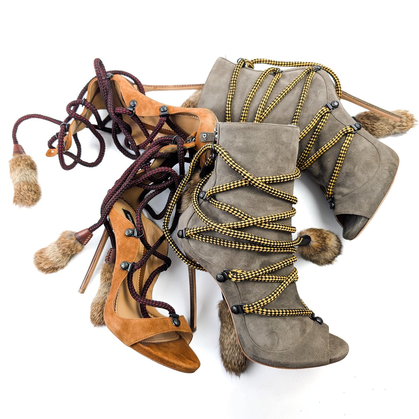 Dsquared2 lace-up fur sandals - EU39|6UK|8US