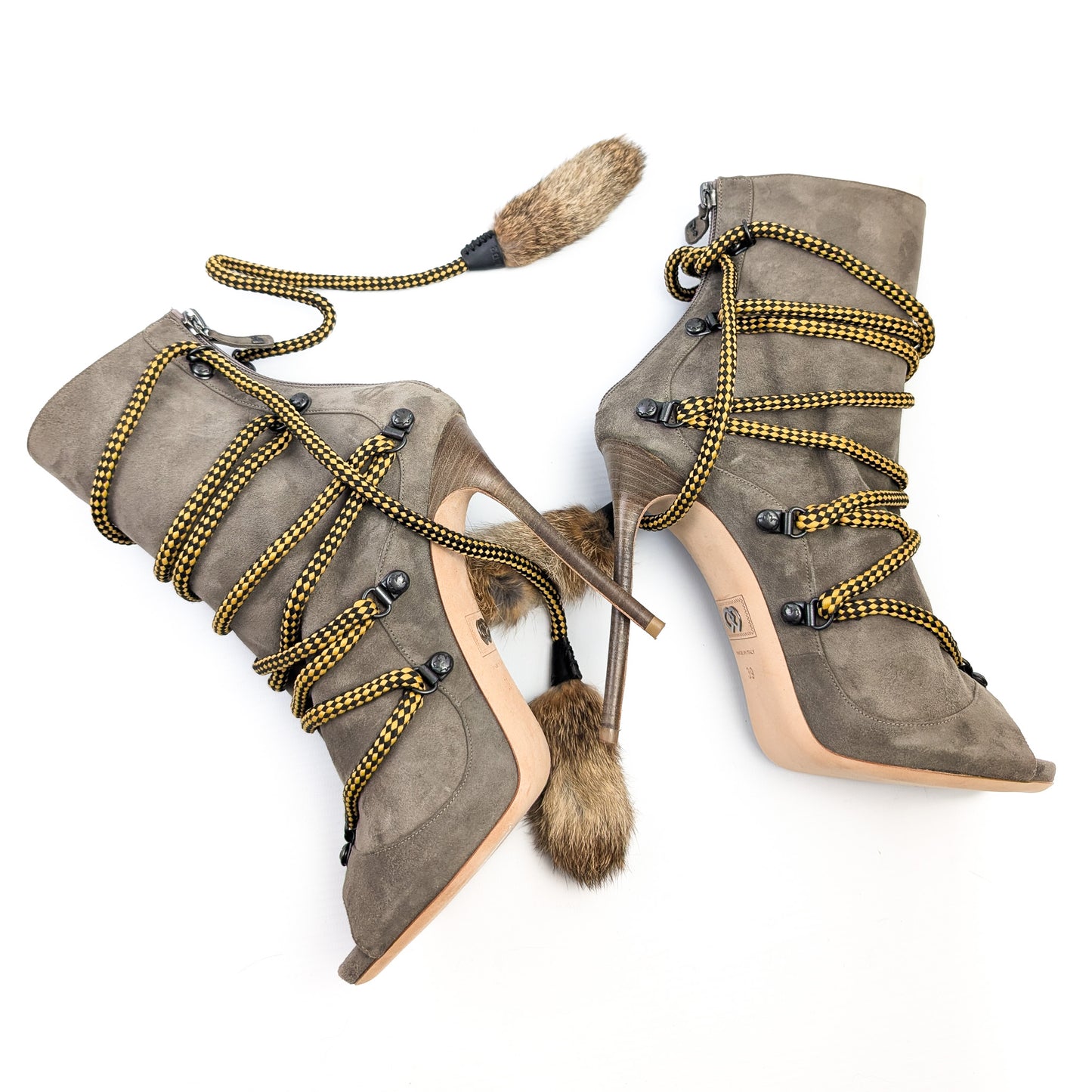 Dsquared2 lace-up and fur boots - EU40|7UK|9US