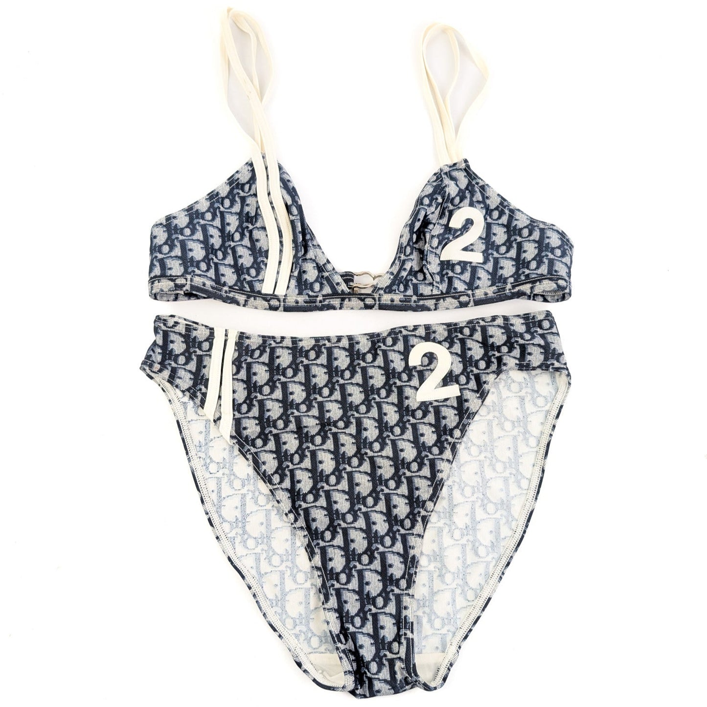 Dior 3-piece pareo and swimsuit set in blue trotter monogram - S/S2002