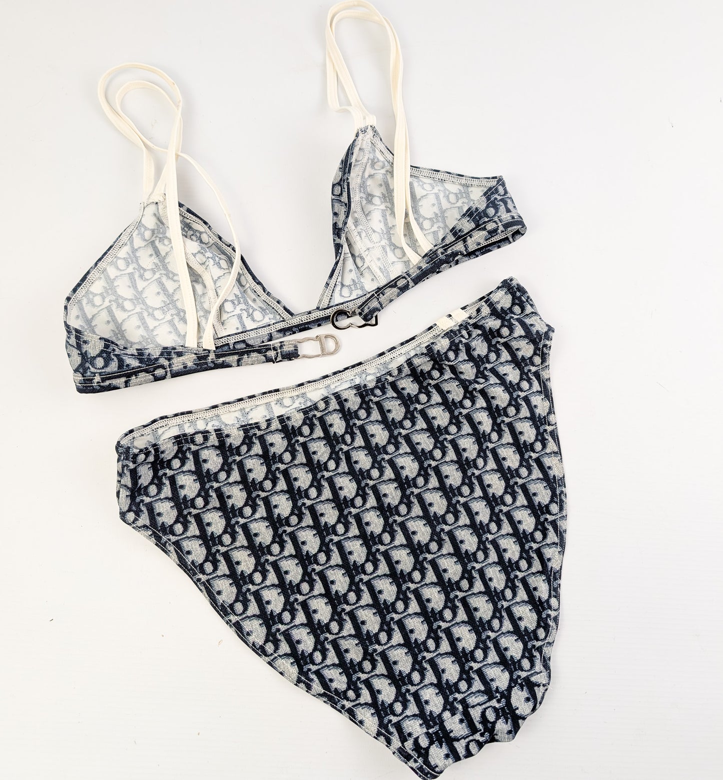 Dior 3-piece pareo and swimsuit set in blue trotter monogram - S/S2002