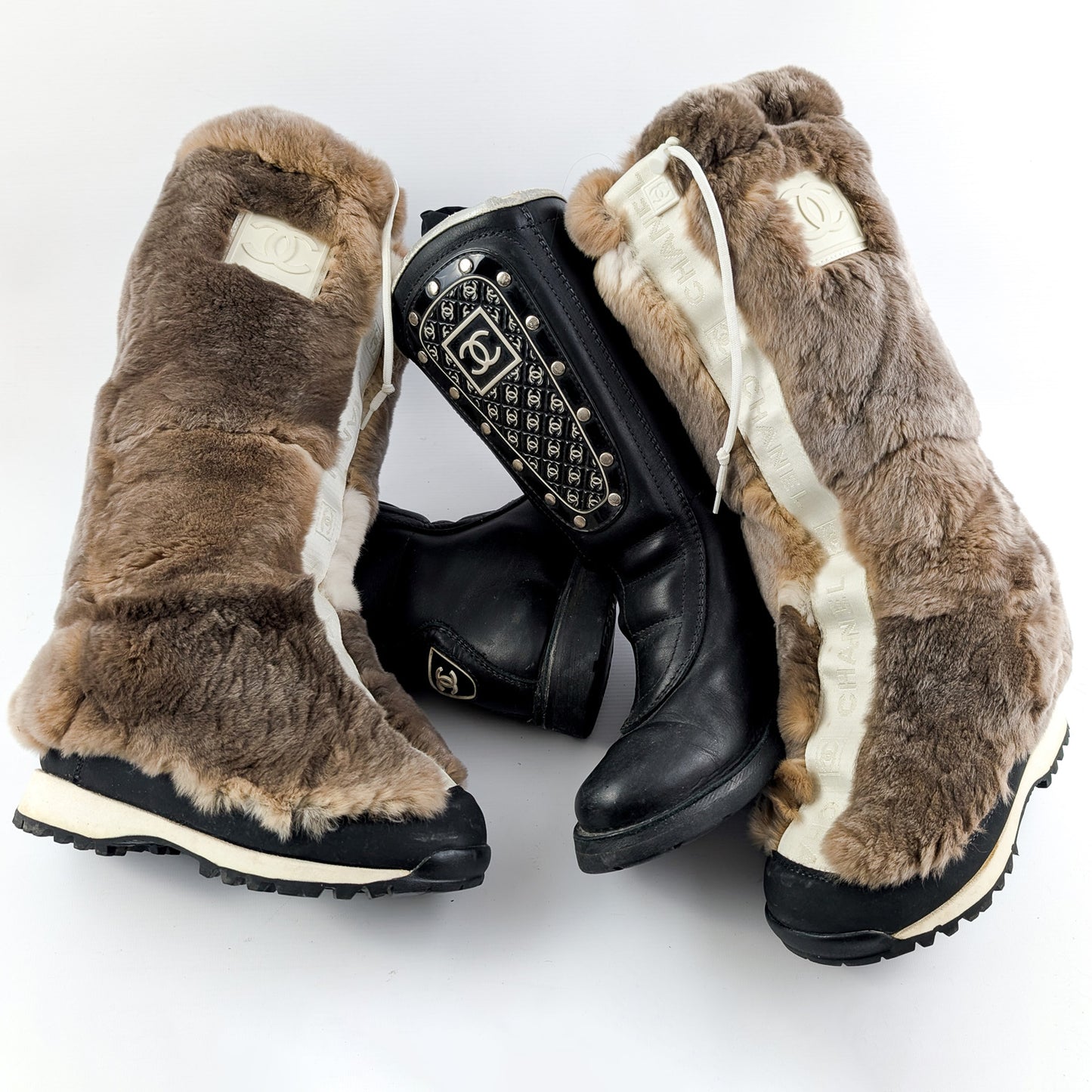 Chanel logo fur ski boots - EU37|4UK|6US