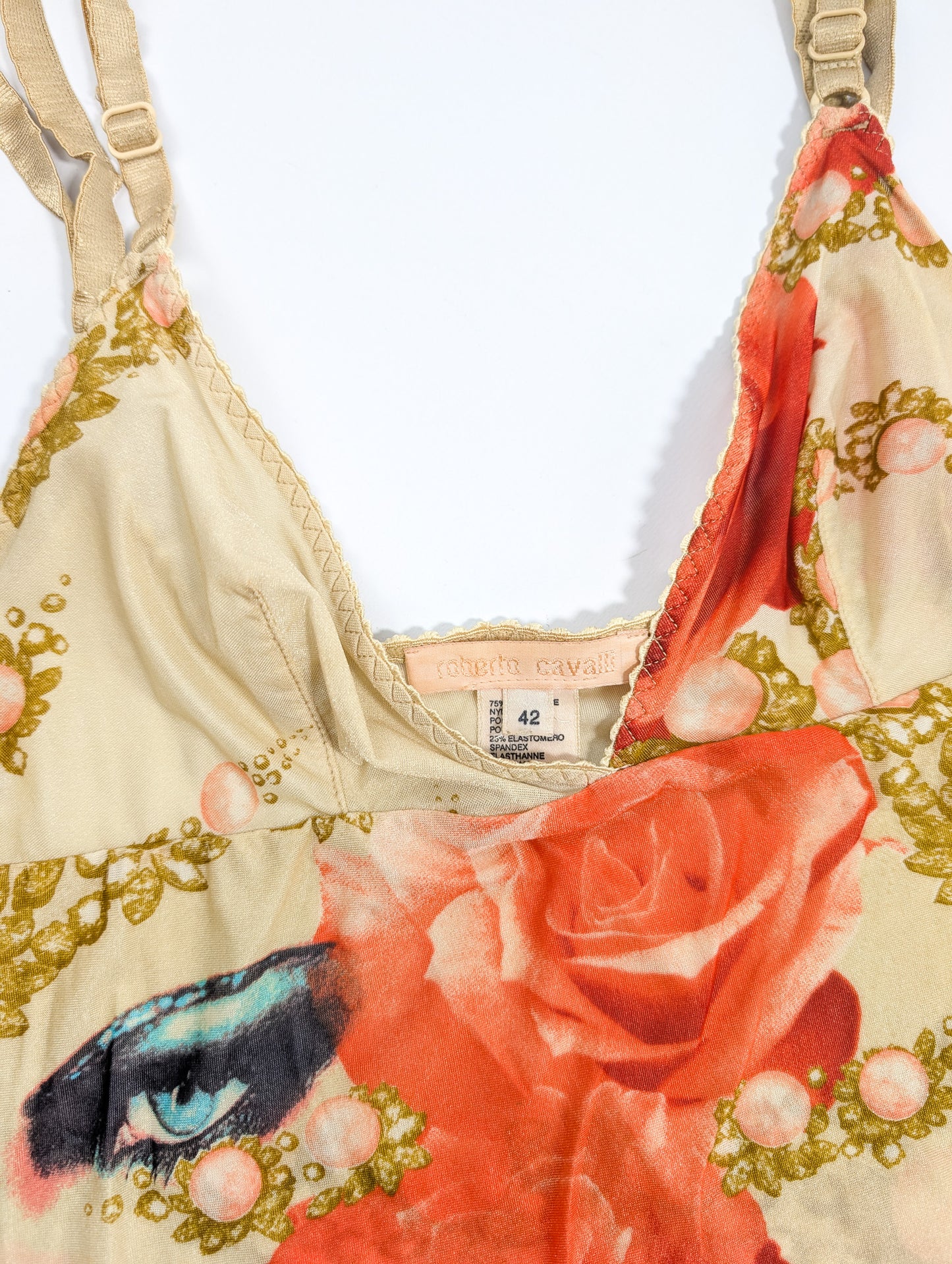 Roberto Cavalli face Elizabeth Taylor mesh top - S/S 2001