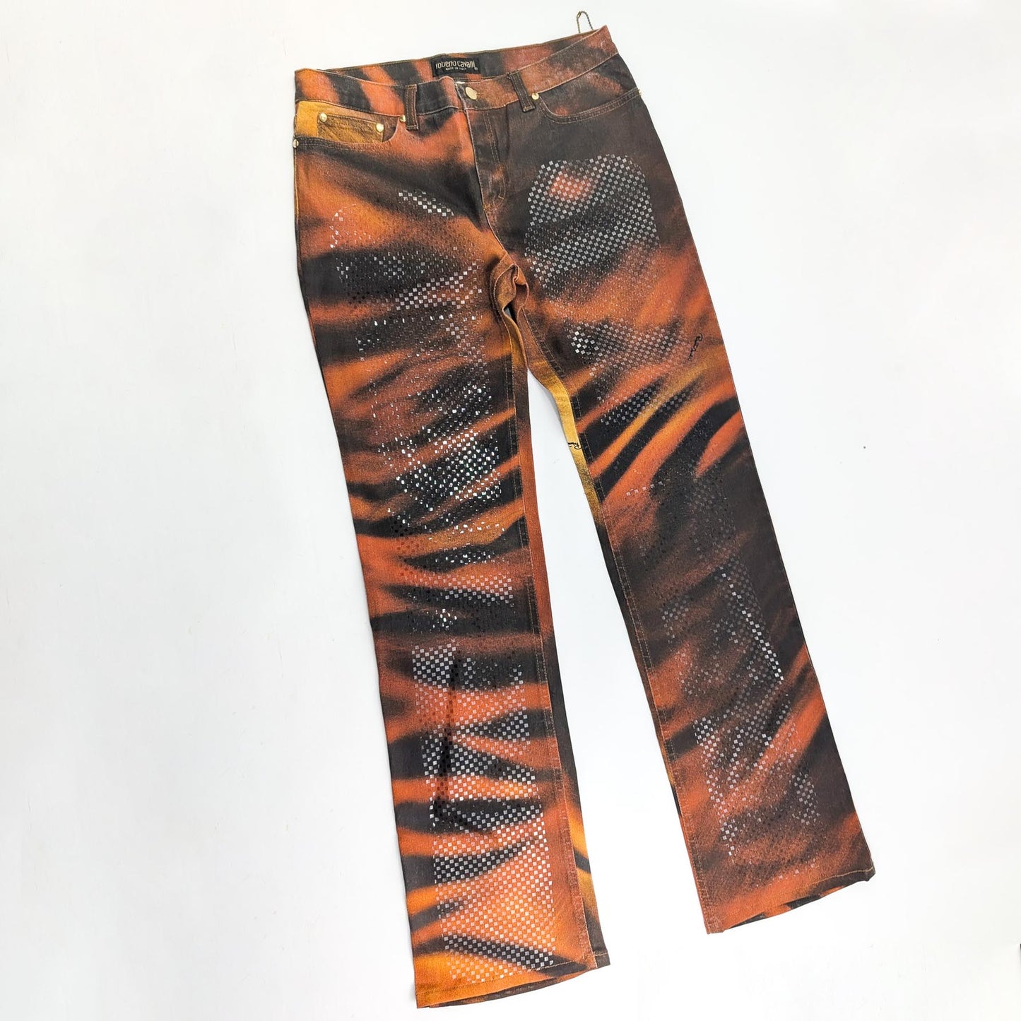Roberto Cavalli jeans pants orange tiger print - M