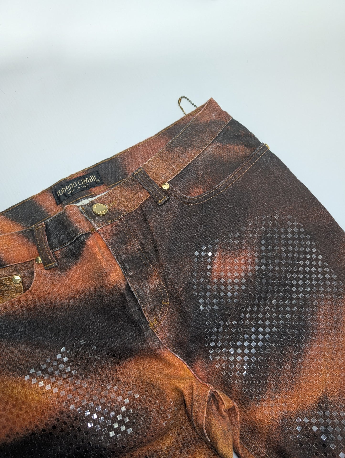 Roberto Cavalli jeans pants orange tiger print - M