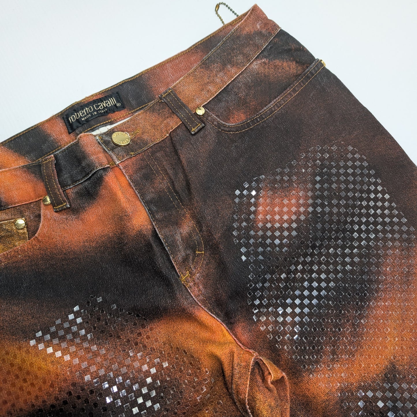 Roberto Cavalli jeans pants orange tiger print - M