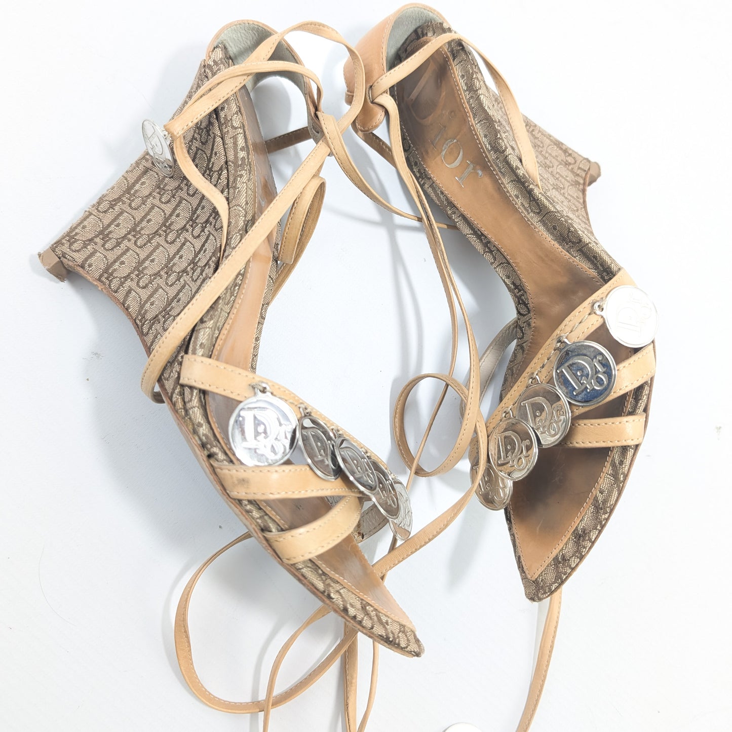 Dior Coin Embellished Wedge Sandals by Galliano - EU37|UK4|US6