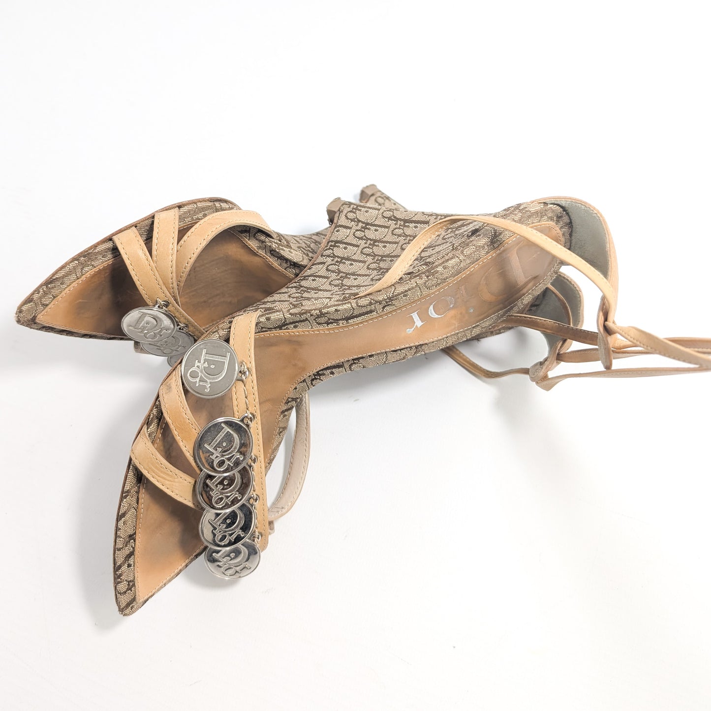 Dior Coin Embellished Wedge Sandals by Galliano - EU37|UK4|US6