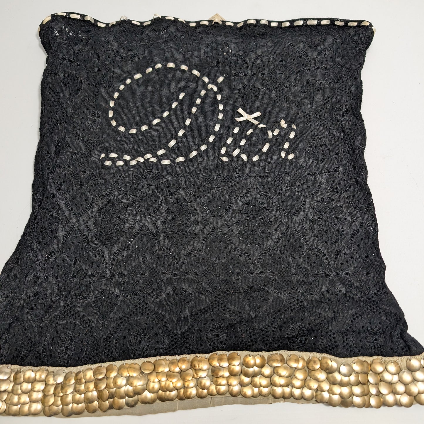 Black embroidered Dior headband by Galliano
