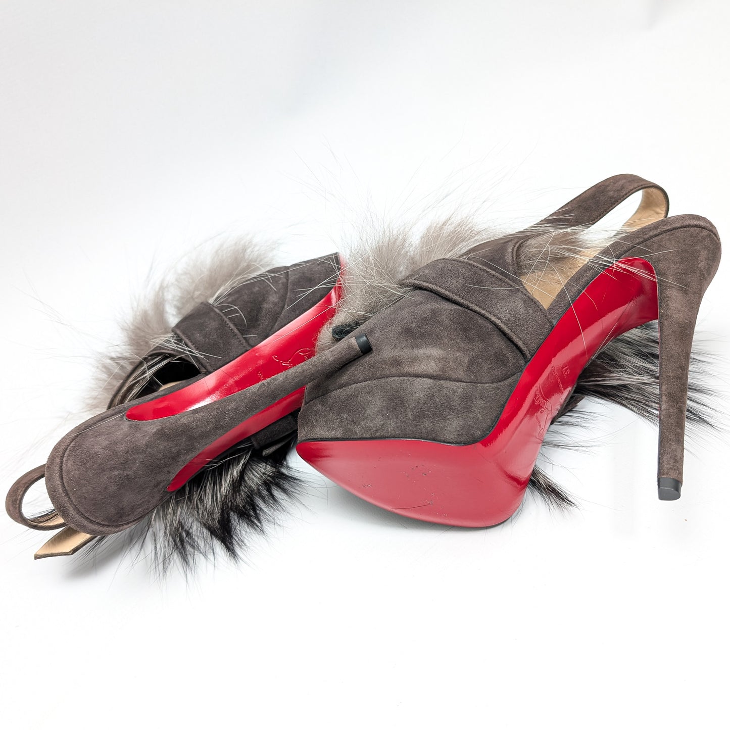 Christian Louboutin fur slingback - EU37|4UK|6US