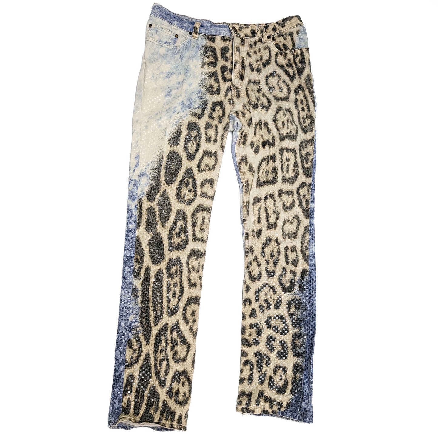 Cavalli leopard tie and dye jeans - M