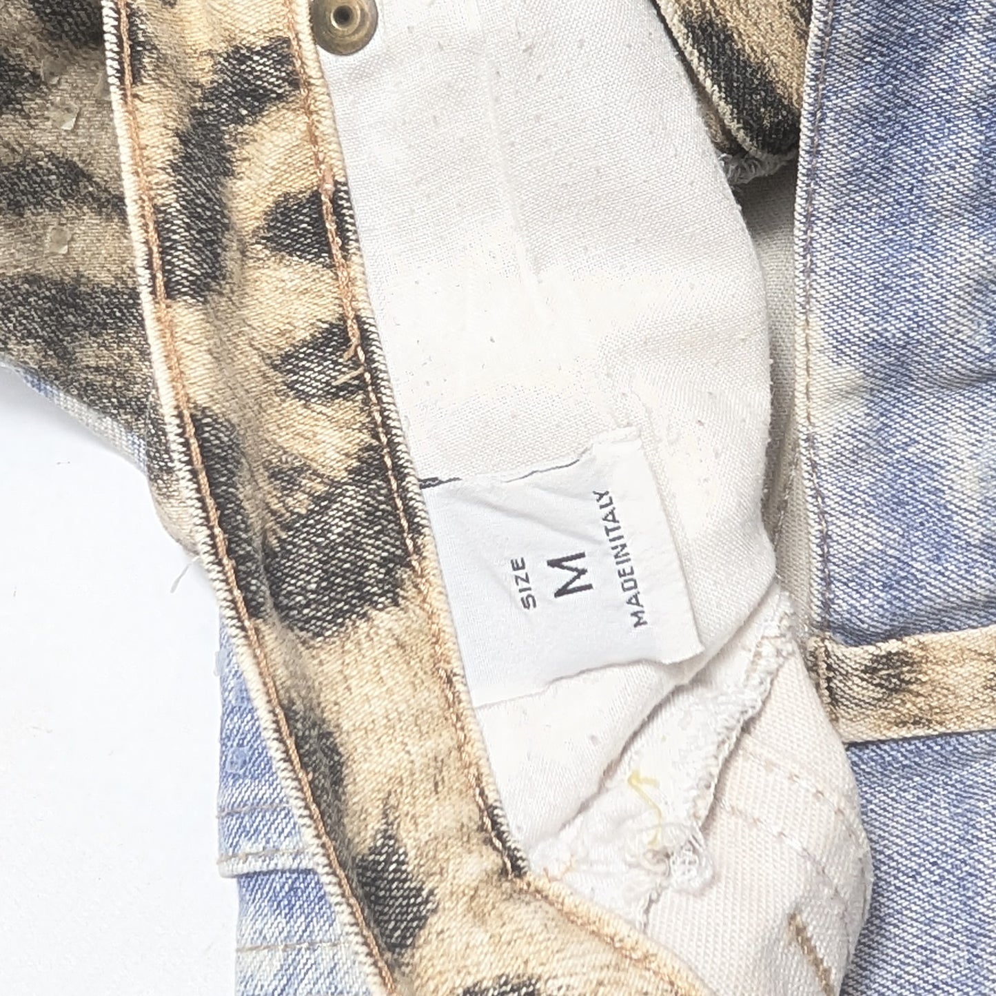 Cavalli leopard tie and dye jeans - M