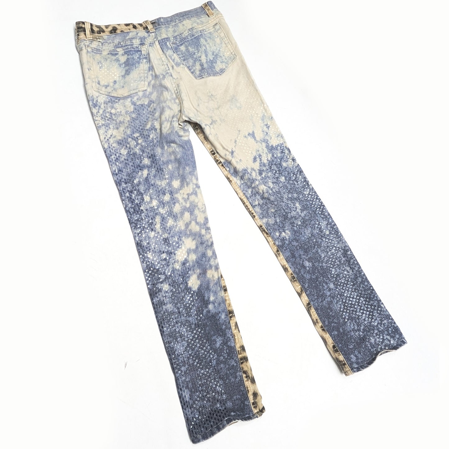 Cavalli leopard tie and dye jeans - M