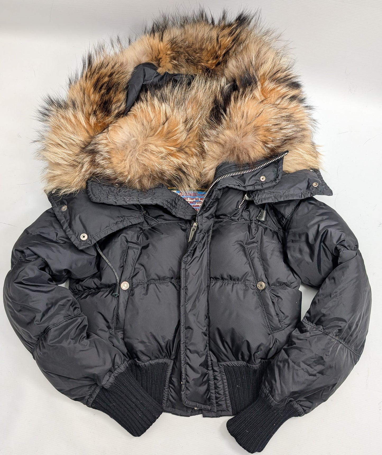 Dsquared2 short black fur puffer jacket