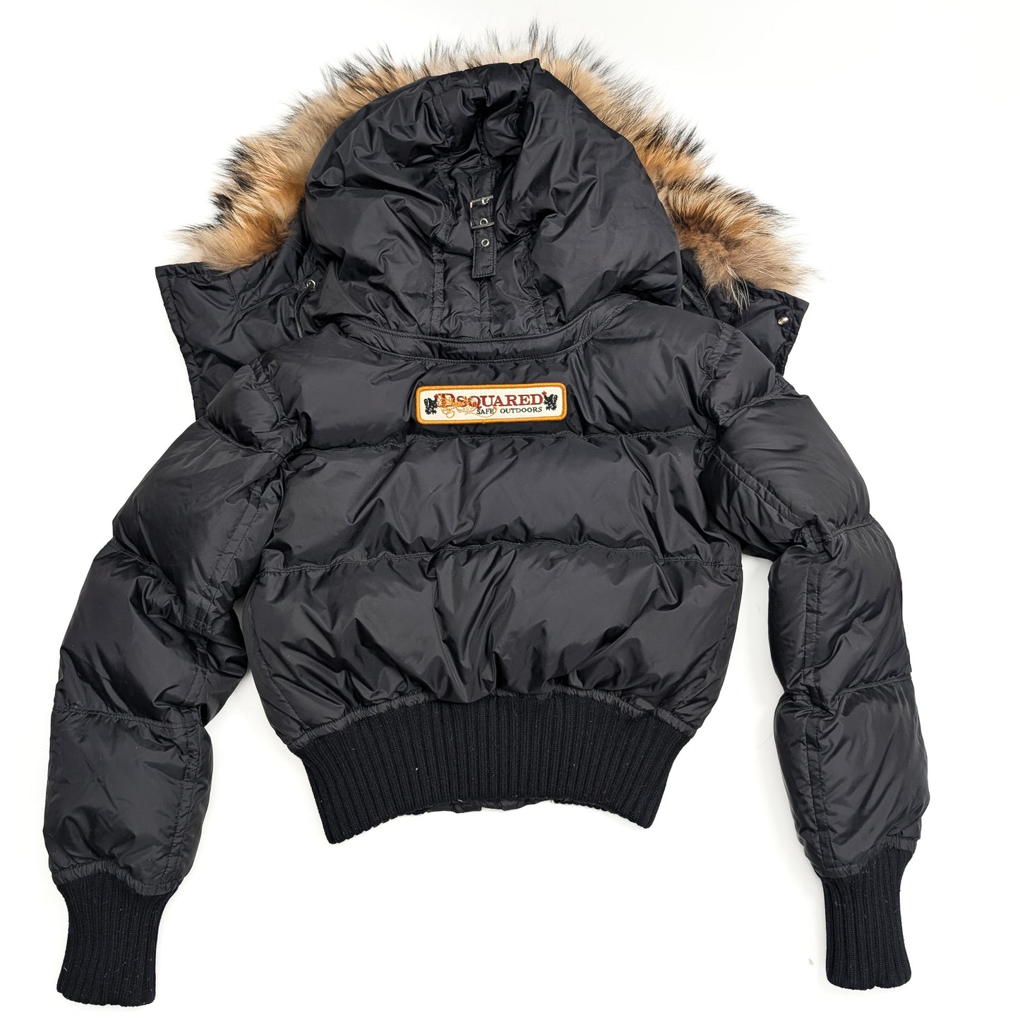 Dsquared2 short black fur puffer jacket