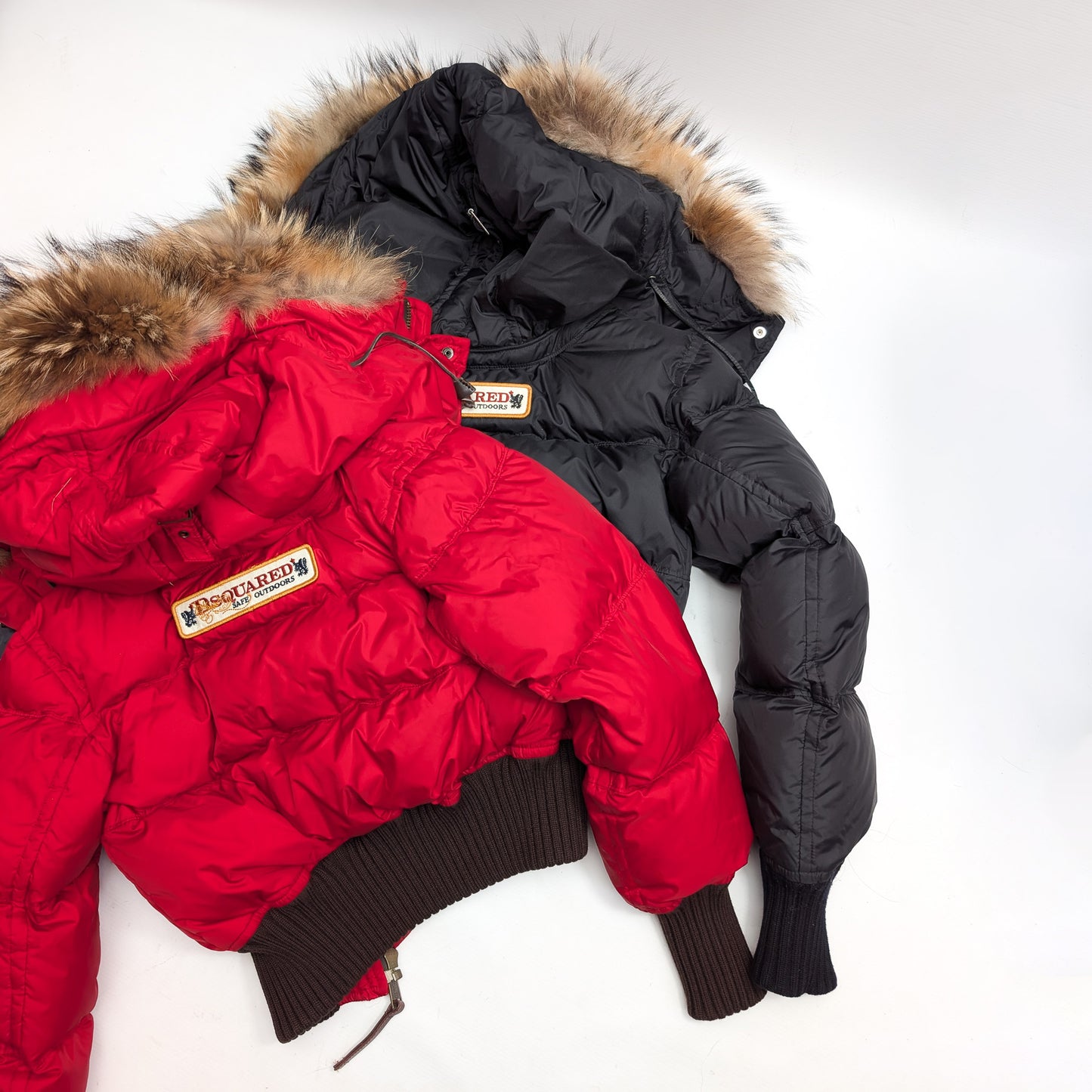 Dsquared2 short red fur puffer jacket