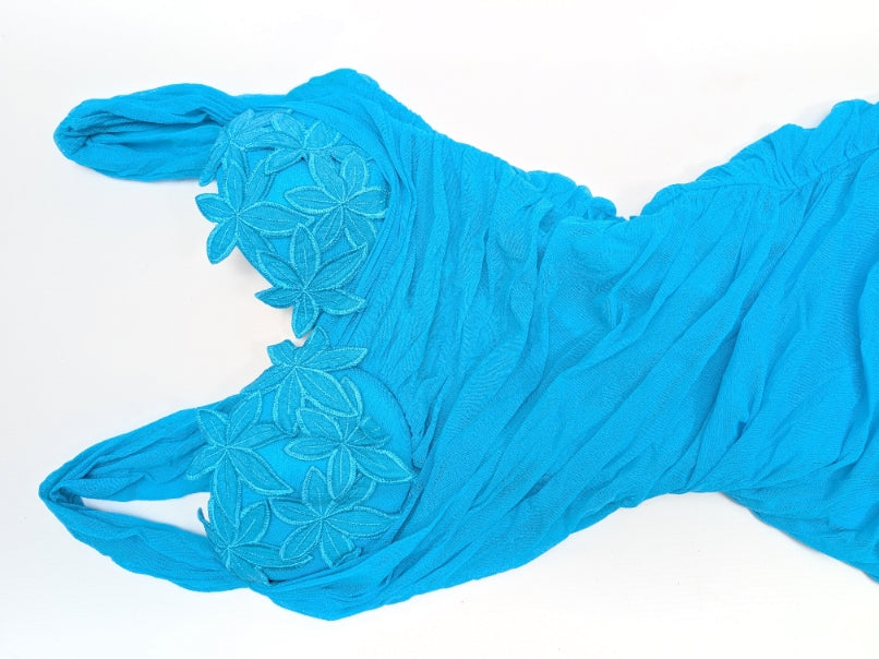 Robe La Perla cintré en mousseline bleu
