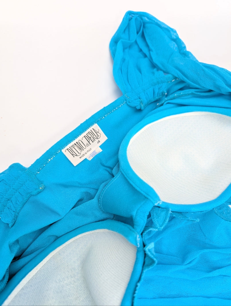 Robe La Perla cintré en mousseline bleu