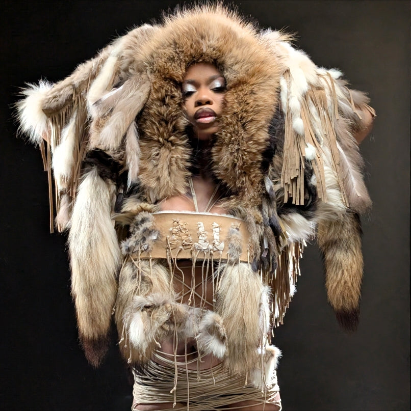 Vintage fur dress cape