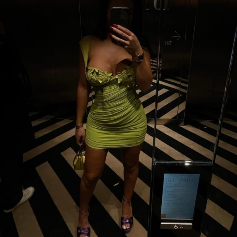 Robe La Perla cintré en mousseline bleu