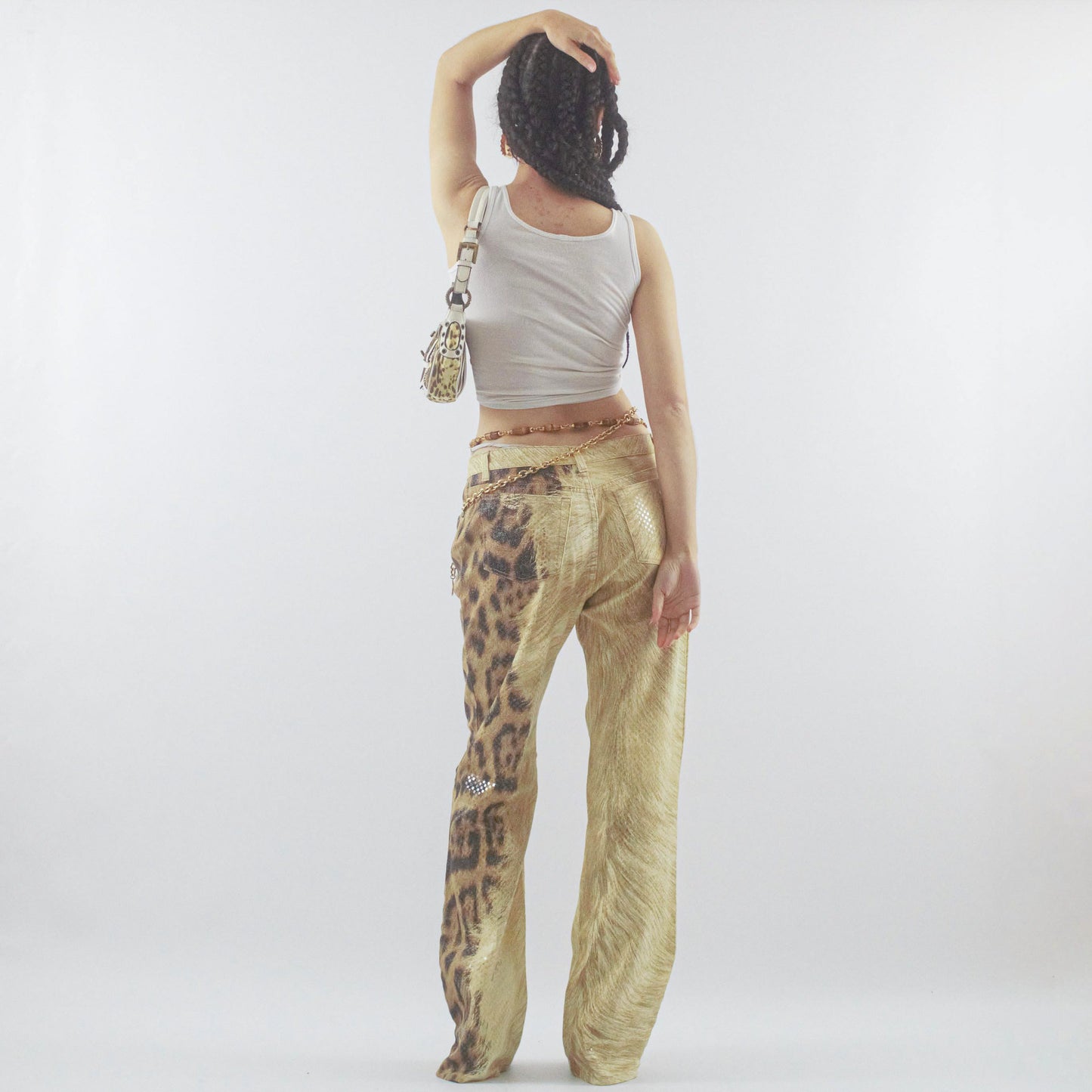 Roberto Cavalli leopard shimmering jeans pants - L