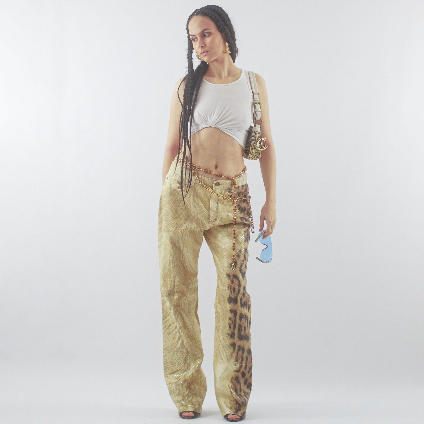 Roberto Cavalli leopard shimmering jeans pants - L