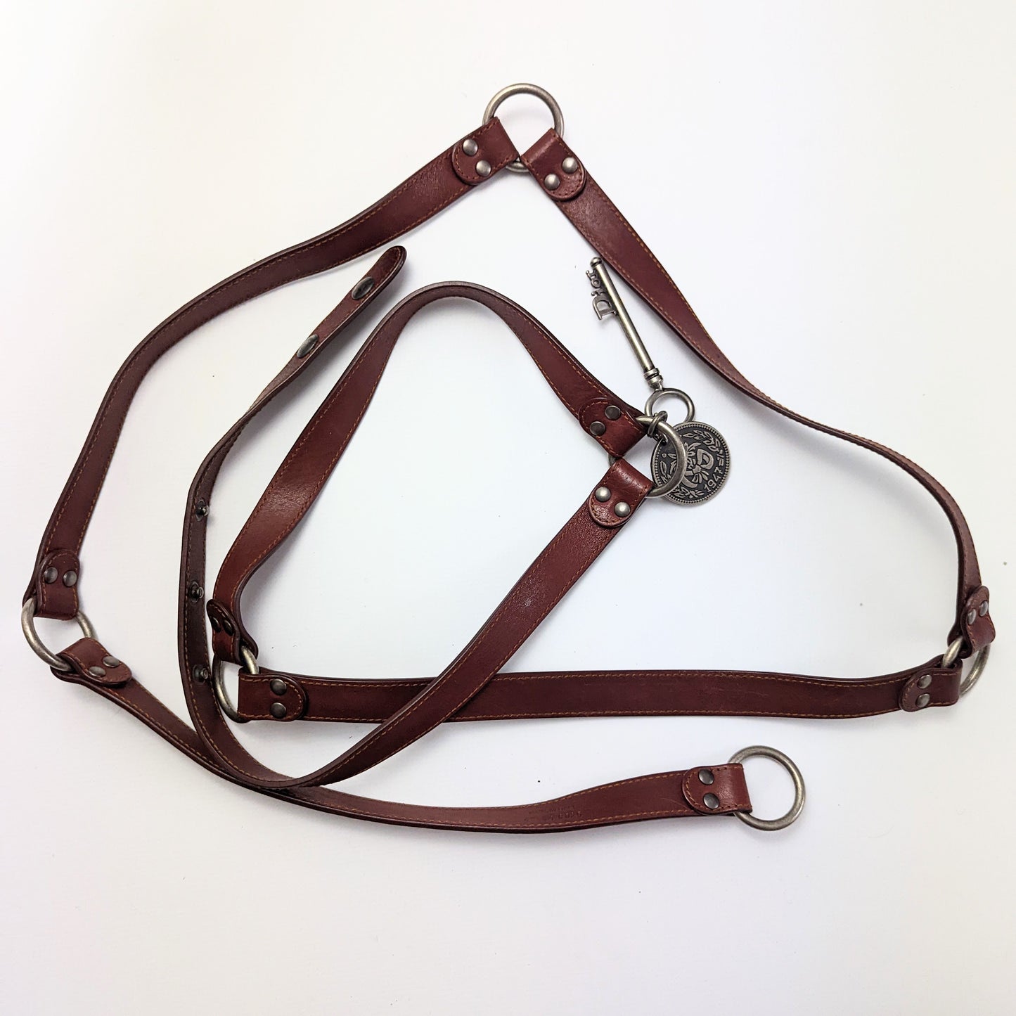 Dior 1947 burgundy leather belt