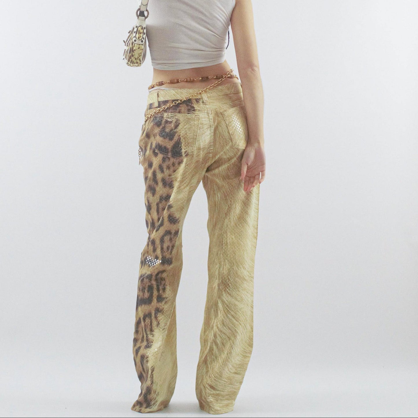Roberto Cavalli glittering leopard jeans pants -M