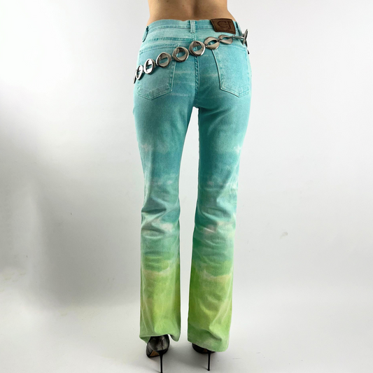 Cavalli jeans Green and blue cloud print - S