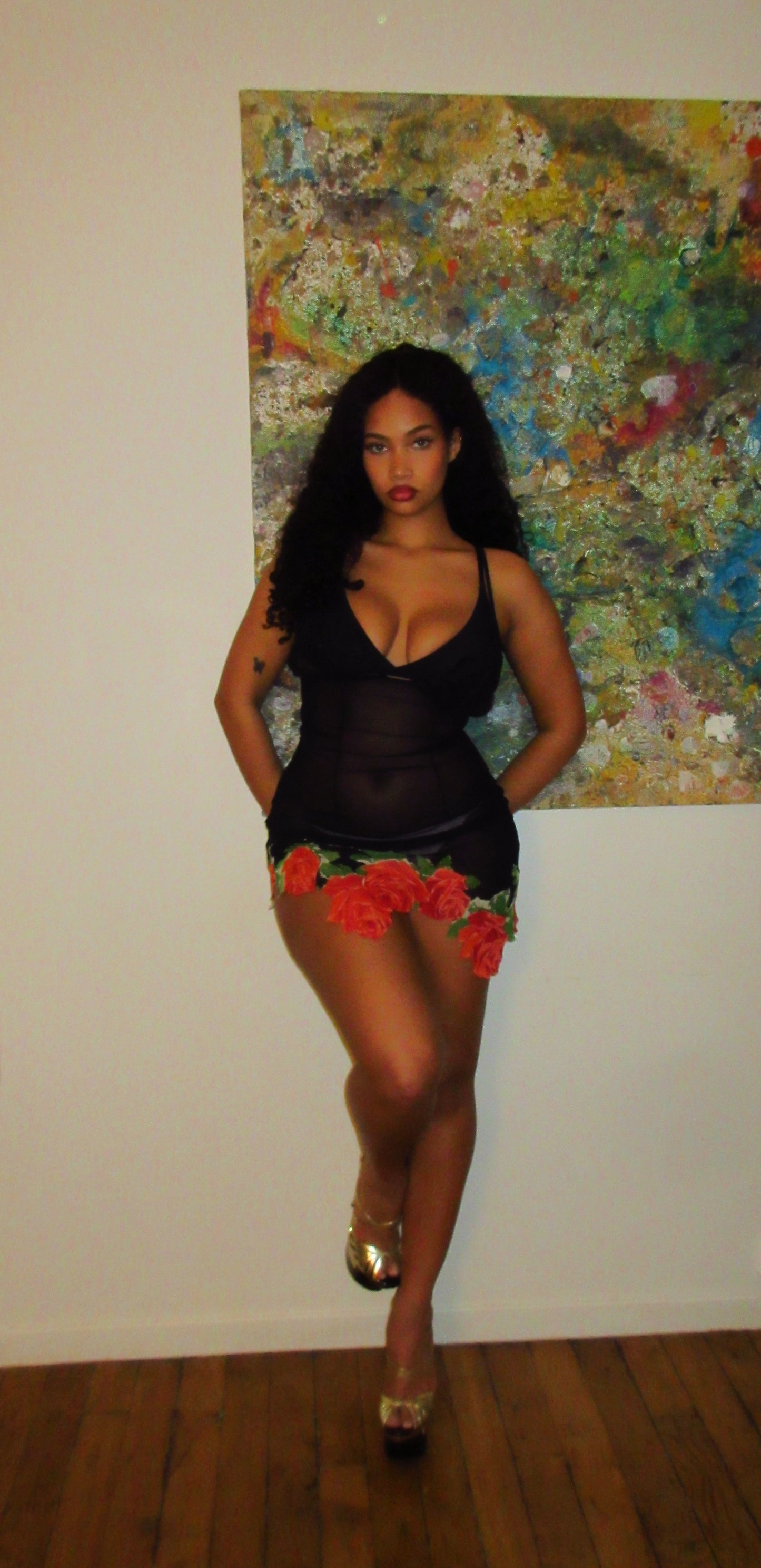 La Perla asymmetrical mesh dress
