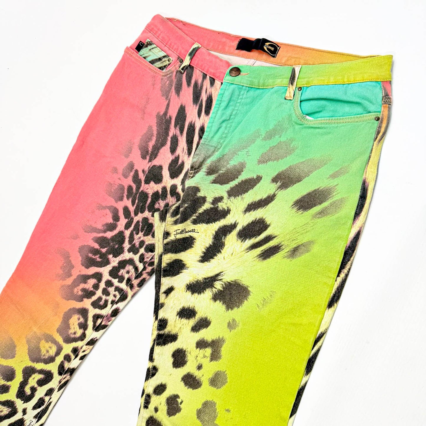Roberto Cavalli Multicolored Leopard Print Trousers - L
