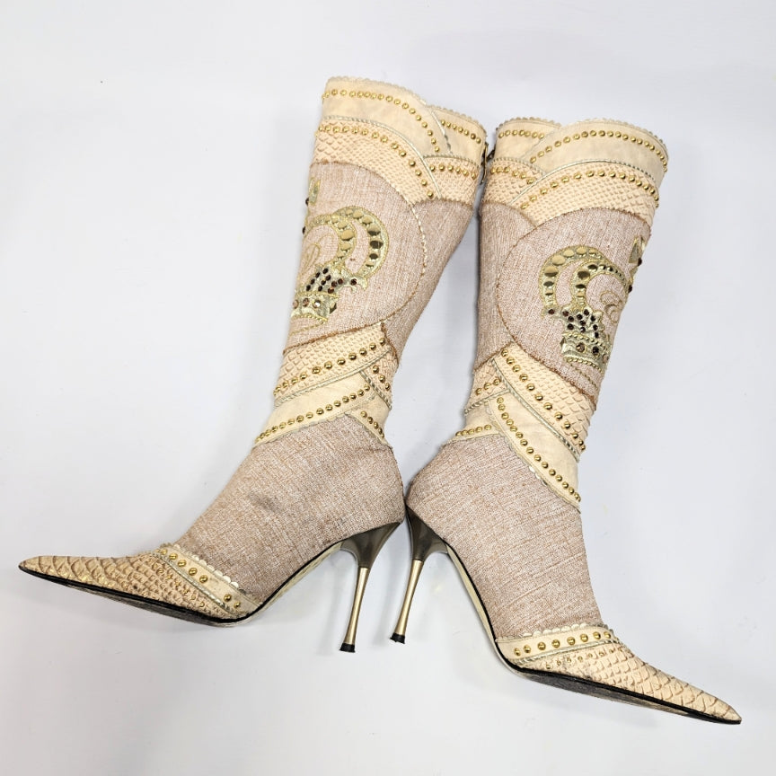 El Dantes beige “crown” boots - EU37|UK4|US6