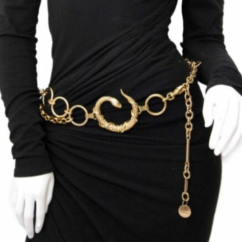 Roberto Cavalli Gold Snake Chain Belt