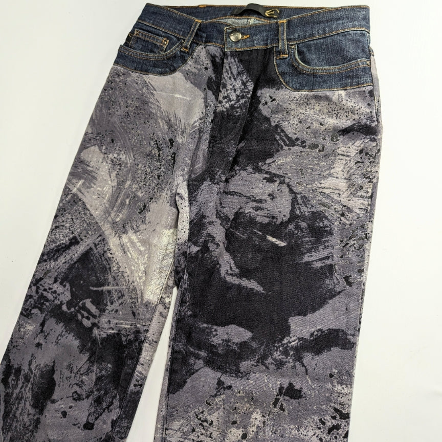 Cavalli abstract pattern and flower jeans pants - S