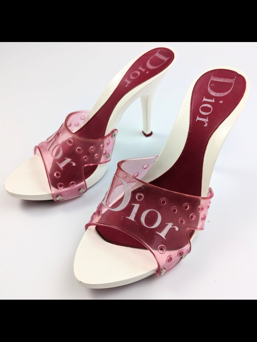 Dior white and burgundy Jelly mules by Galliano - EU39,5|6,5UK|8,5US