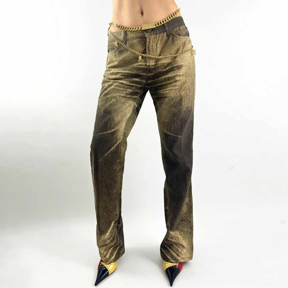 Roberto Cavalli faded khaki gold jeans - M