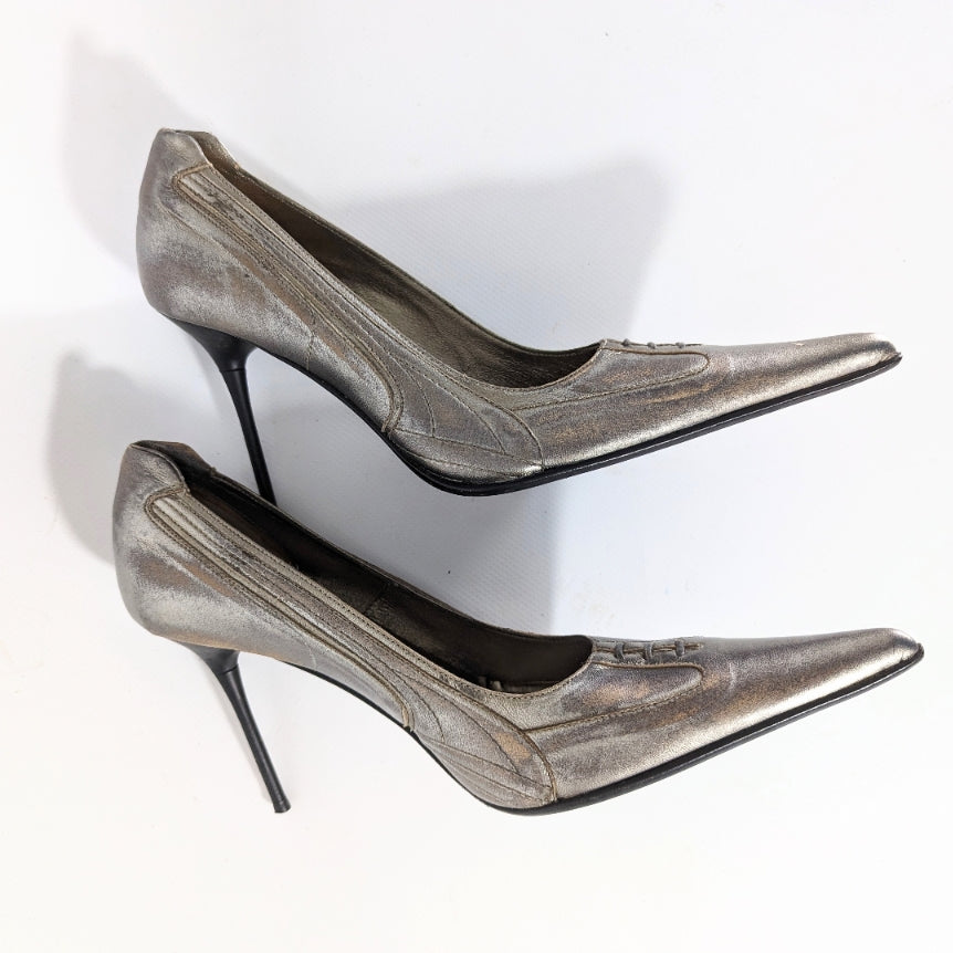 Gianmarco Lorenzi silver pump -EU37|UK4|US6