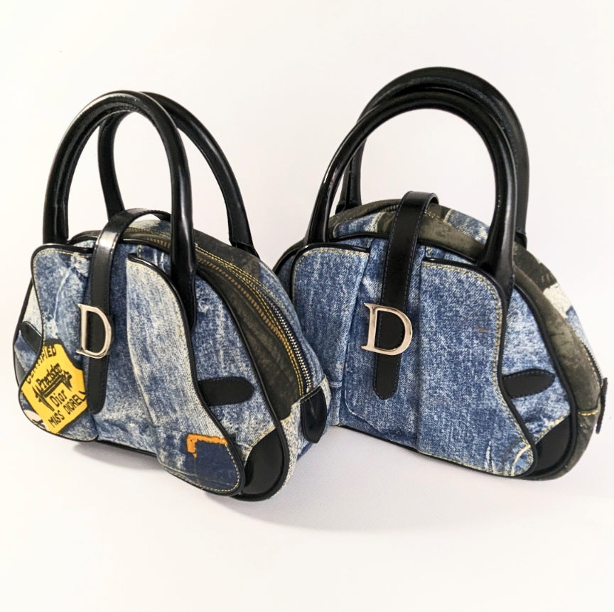 Bag Saddle Bowler Denim Dior by Galliano