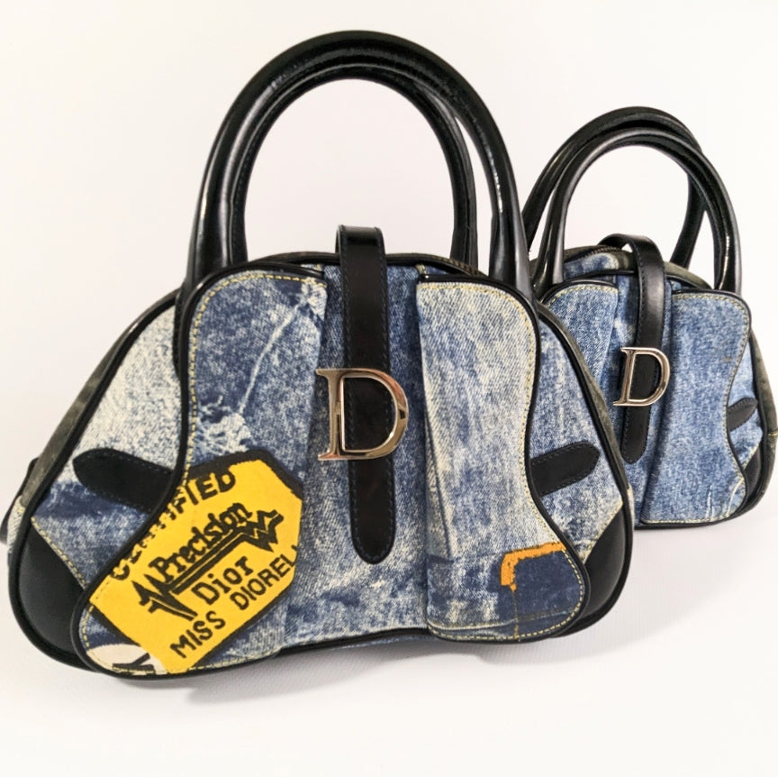 Bag Saddle Bowler Denim Dior by Galliano