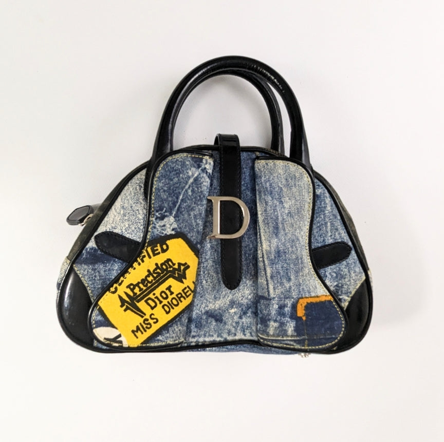 Bag Saddle Bowler Denim Dior by Galliano