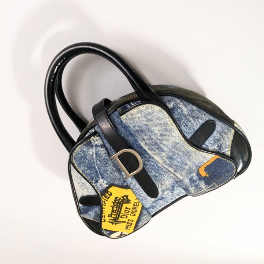 Bag Saddle Bowler Denim Dior by Galliano