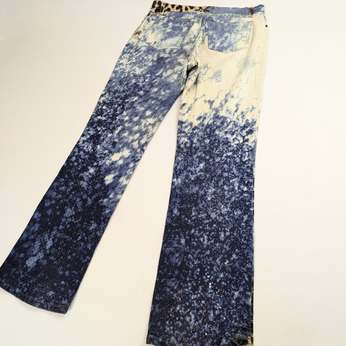 Roberto Cavalli leopard tie and dye shimmering jeans - available in 2 sizes: M and L