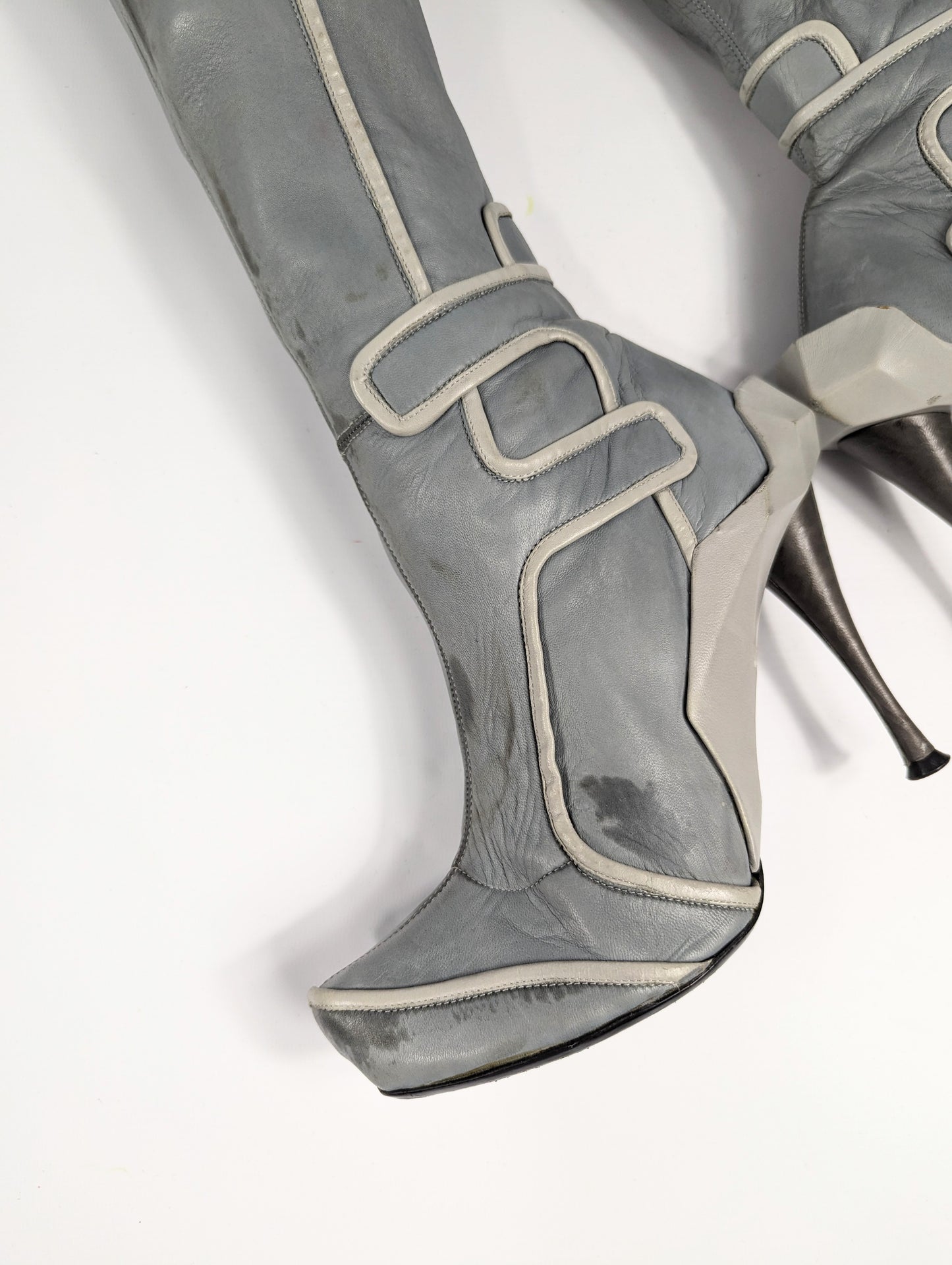 Celine high boots in gray leather -FW2008